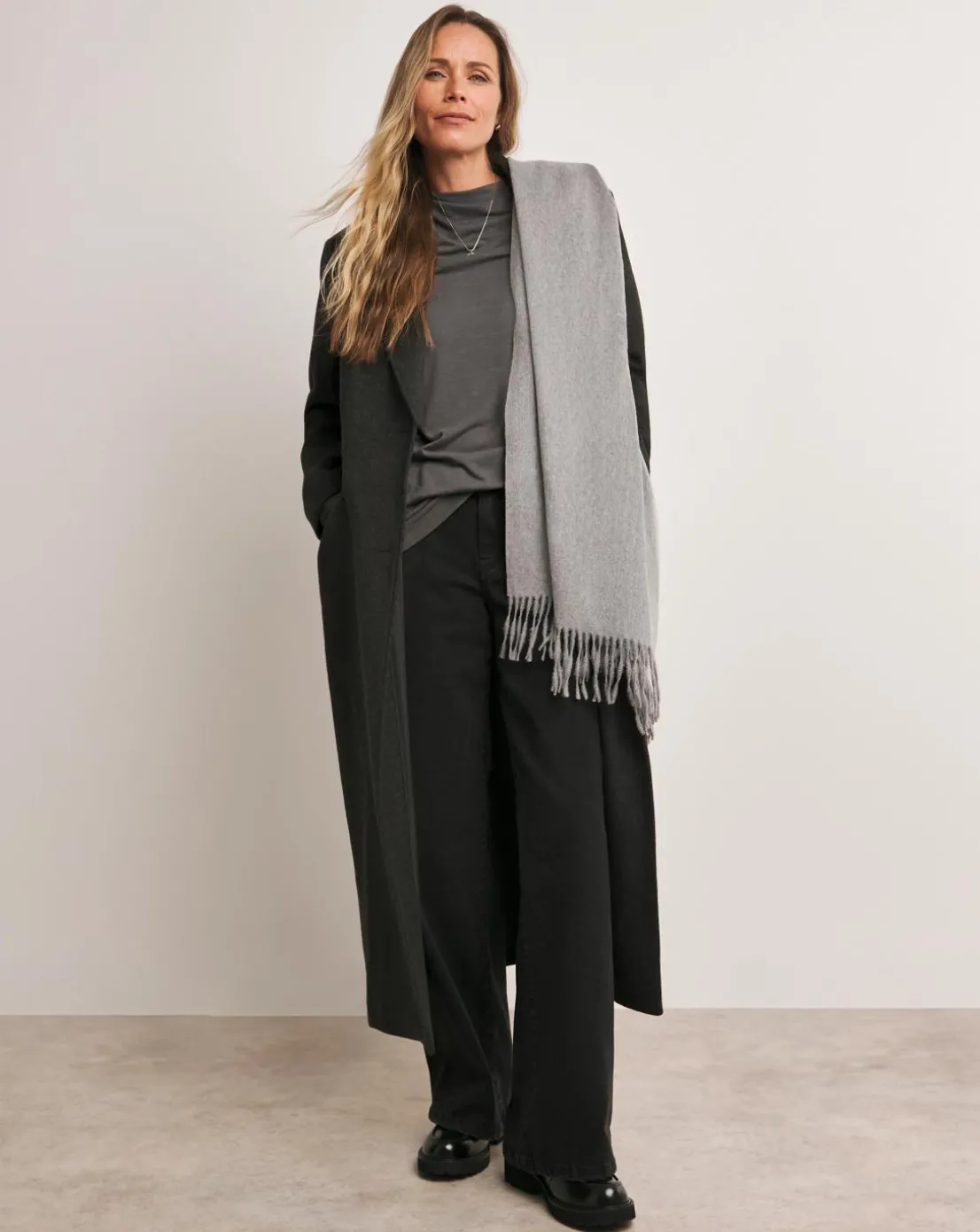 Anthology Pewter Drape Neck Long Sleeve Top