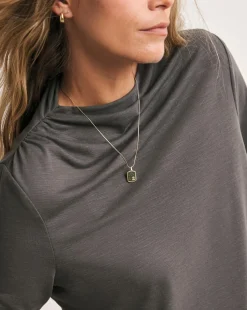 Anthology Pewter Drape Neck Long Sleeve Top
