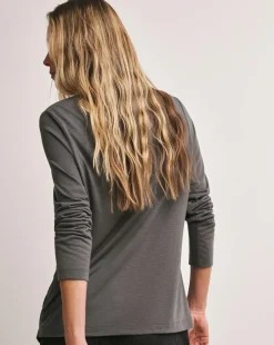Anthology Pewter Drape Neck Long Sleeve Top