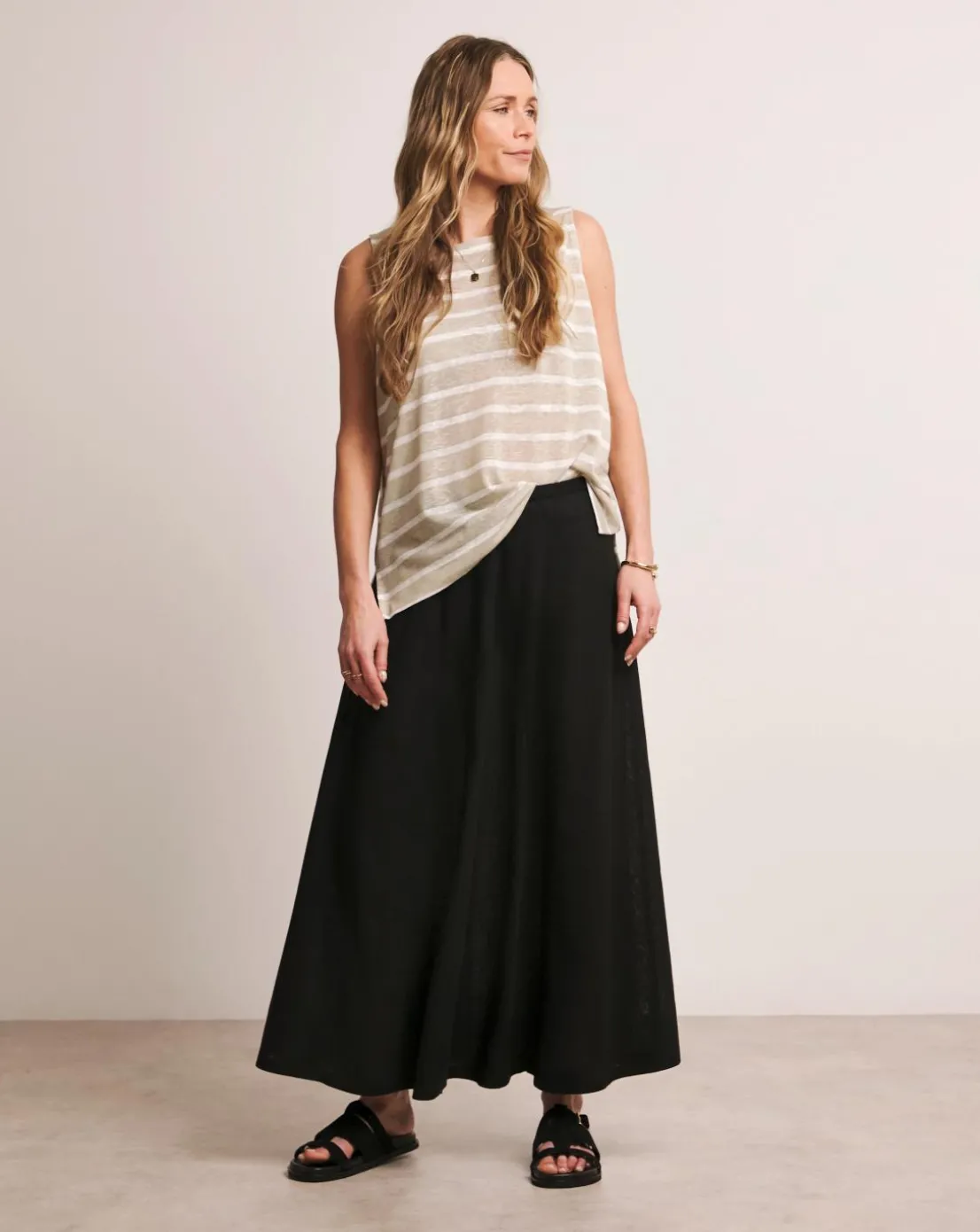 Anthology Rib Crew Neck Linen Tank