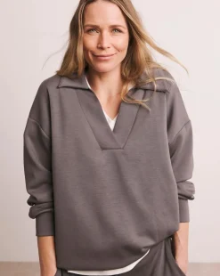 Anthology Steel Grey Collared Modal Sweatshirt