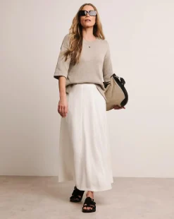 Anthology Stone Linen Mix Short Sleeve Jumper