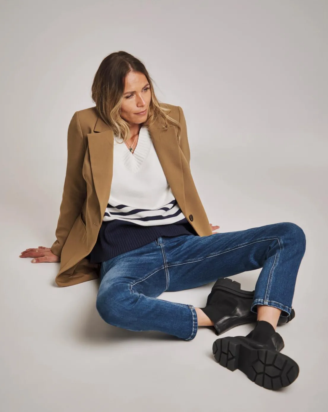 Anthology Stripe V Neck Jumper