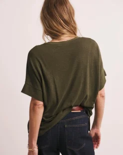 Anthology V neck Drop Shoulder Linen T-shirt