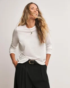 Anthology White Crew Neck Long Sleeve Top