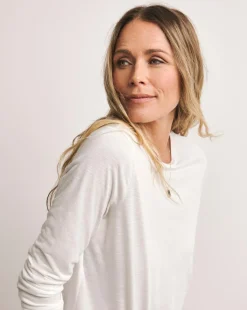 Anthology White Crew Neck Long Sleeve Top