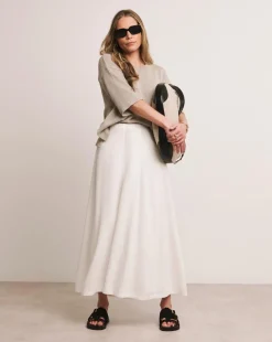 Anthology White Linen Seam Detail Maxi Skirt