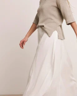 Anthology White Linen Seam Detail Maxi Skirt