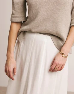 Anthology White Linen Seam Detail Maxi Skirt