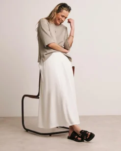 Anthology White Linen Seam Detail Maxi Skirt