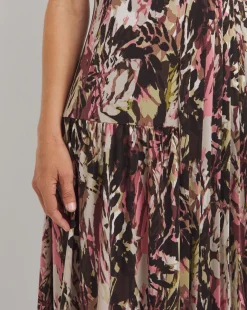 Asymmetric Pleated Panel Maxi Dress