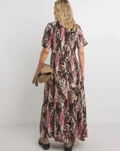 Asymmetric Pleated Panel Maxi Dress