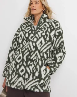 Aztec Borg Longline Quarter Zip Jacket