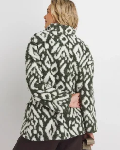 Aztec Borg Longline Quarter Zip Jacket