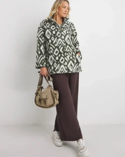 Aztec Borg Longline Quarter Zip Jacket