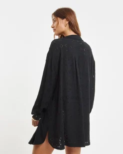 Beach to Beach Black Broderie Beach Shirt