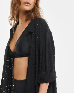 Beach to Beach Black Broderie Beach Shirt