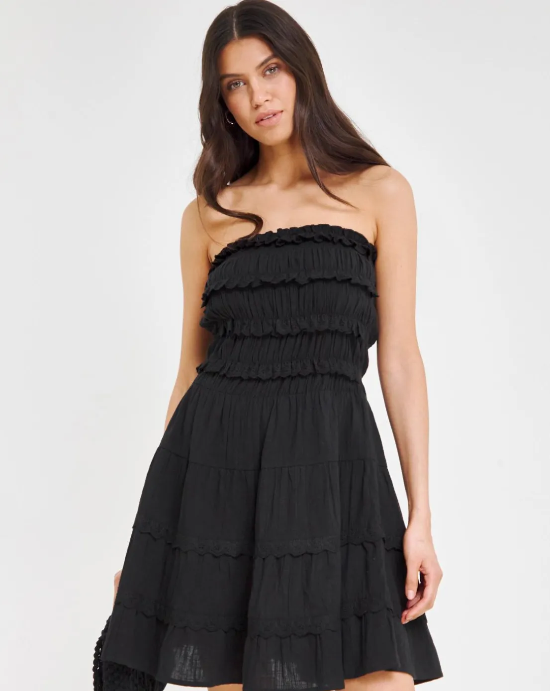 Beach To Beach Broderie Trim Mini Beach Dress