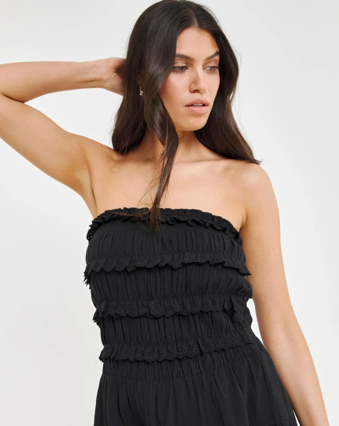 Beach To Beach Broderie Trim Mini Beach Dress