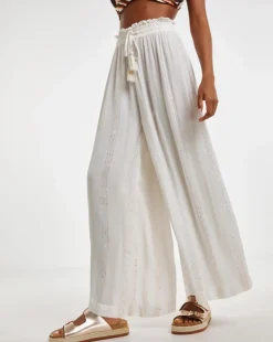 Beach to Beach Wide Leg Lurex Beach Trousers