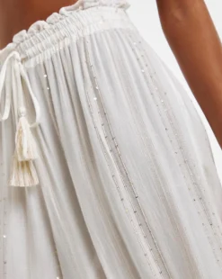 Beach to Beach Wide Leg Lurex Beach Trousers