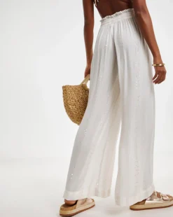 Beach to Beach Wide Leg Lurex Beach Trousers