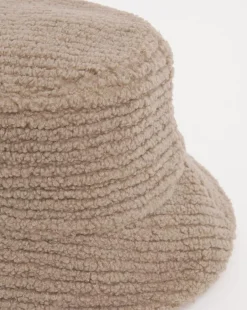 Beige Borg Bucket Hat