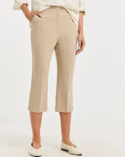 Beige Capri Cropped Trousers
