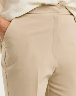 Beige Capri Cropped Trousers
