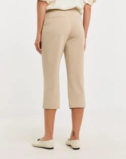 Beige Capri Cropped Trousers