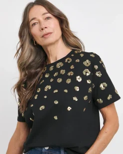 Black Animal Sequin Crew Neck T-Shirt