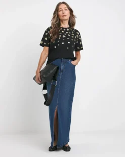 Black Animal Sequin Crew Neck T-Shirt