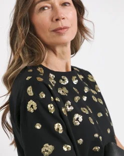 Black Animal Sequin Crew Neck T-Shirt