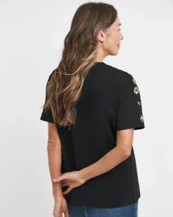 Black Animal Sequin Crew Neck T-Shirt