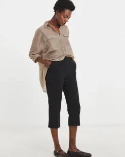 Black Capri Cropped Trousers