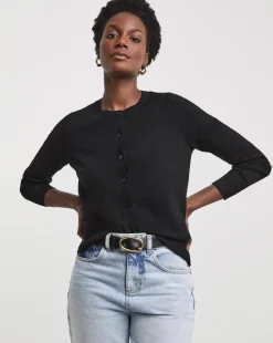 Black Crew Neck Cardigan