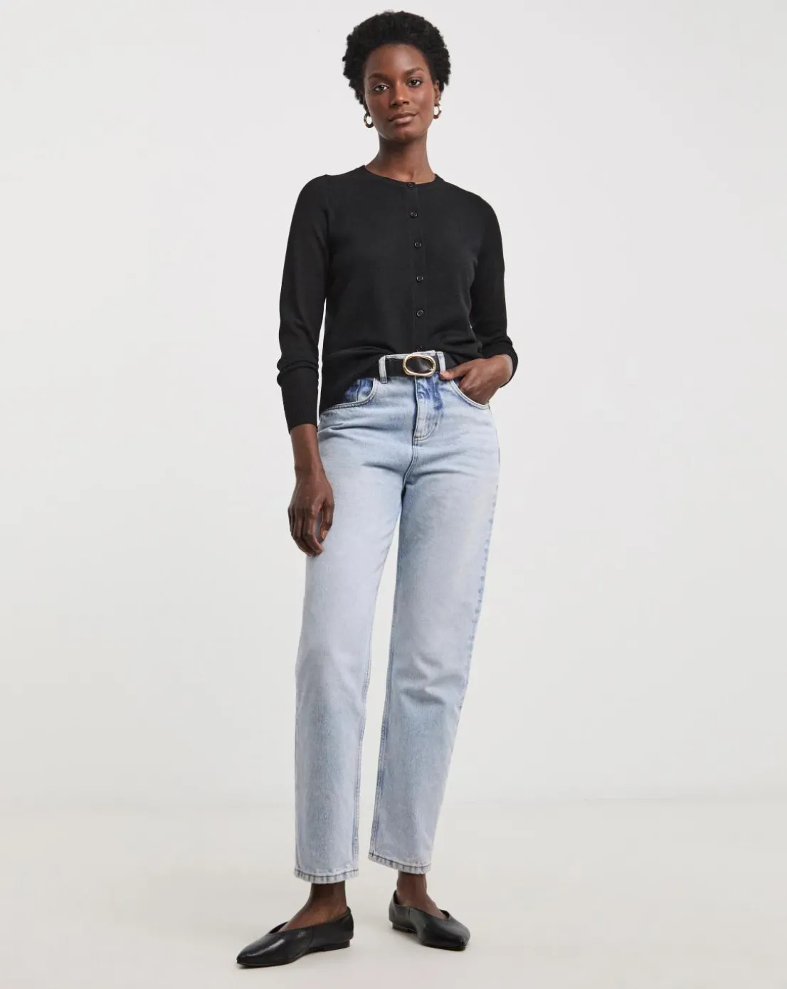 Black Crew Neck Cardigan