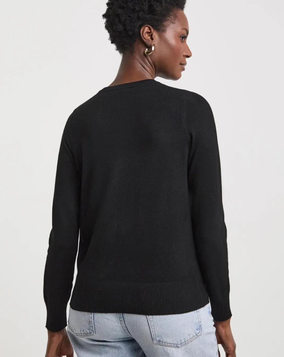 Black Crew Neck Cardigan