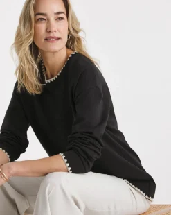 Black Crew Neck Stitch Detail Sweatshirt