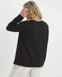 Black Crew Neck Stitch Detail Sweatshirt