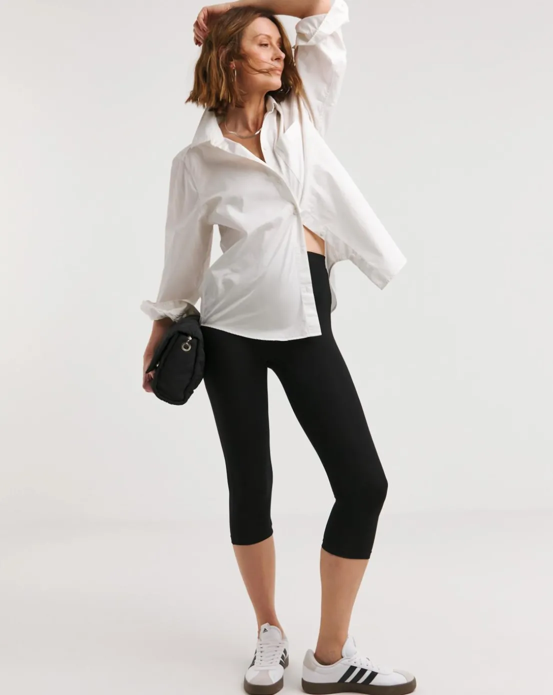 Black Cropped Jersey Leggings