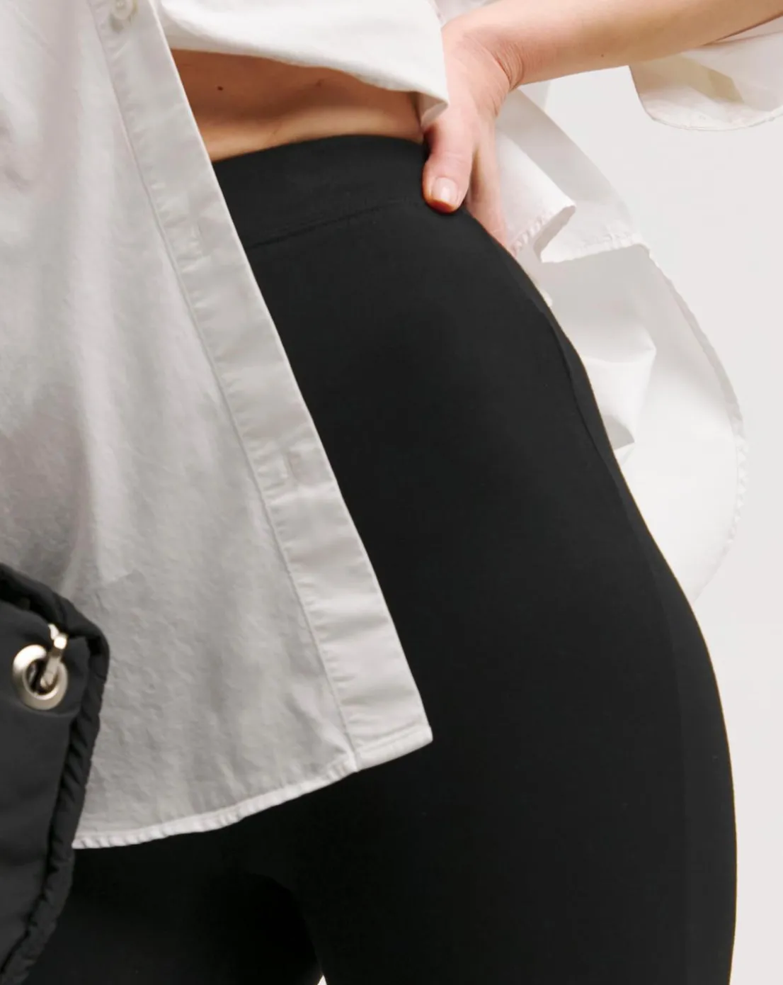 Black Cropped Jersey Leggings