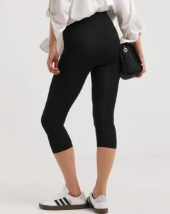 Black Cropped Jersey Leggings