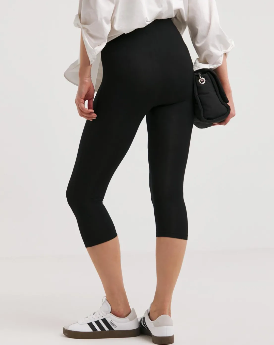 Black Cropped Jersey Leggings