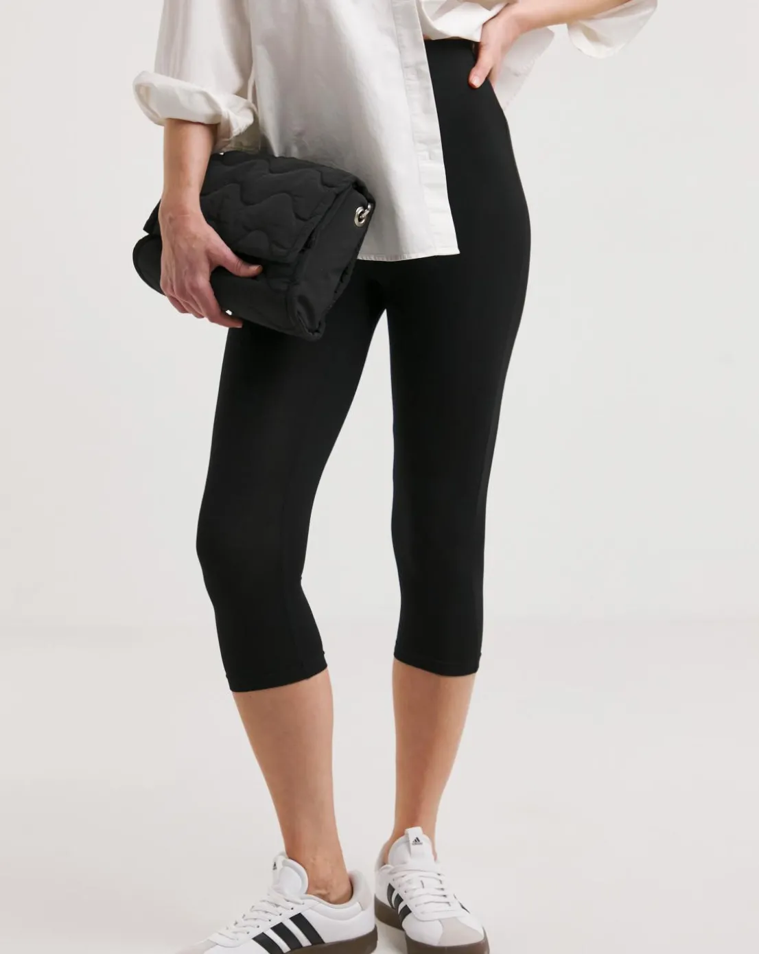 Black Cropped Jersey Leggings