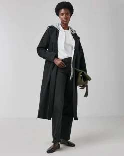 Black Denim Hooded Trench