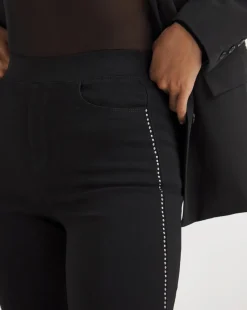 Black Embellished Side Slim Jegging