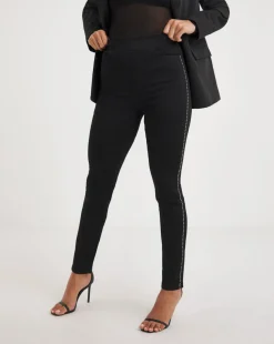 Black Embellished Side Slim Jegging