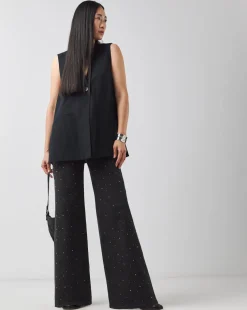 Black Embellished Wide Leg Jeans