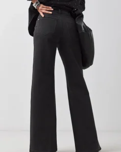 Black Embellished Wide Leg Jeans